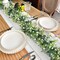 Artificial Eucalyptus Garland with White Flowers, Faux Plant Hanging Eucalyptus Leaves Artificial Vines Greenery Garland for Wedding Backdrop Arch Wall Table Runner Decor (2PCS)